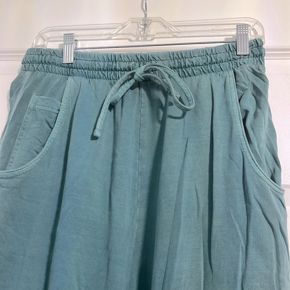 Zenana Women's Wide Leg Teal Pants with Elastic Waist Drawstring - Picture 3 of 7
